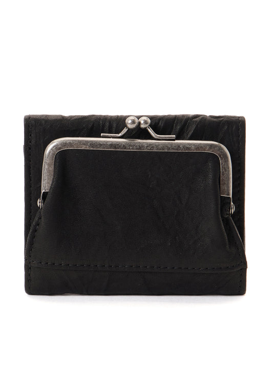 SOFT LEATHER MNI FOLDED METAL CLASP WALLET