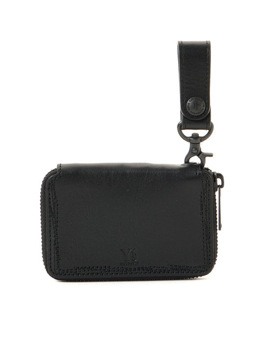 SEMI MATTE LEATHER RANDOM STITCH KEY CASE