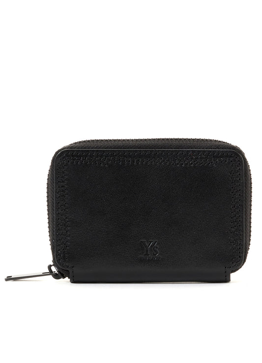 SEMI MATTE LEATHER RANDOM STITCH MINI WALLET