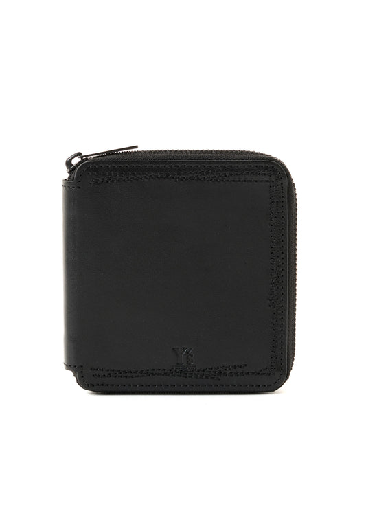 SEMI MATTE LEATHER RANDOM STITCH TRI-FOLD WALLET