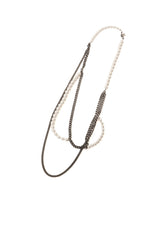 PEARL AND CHAIN LONG NECKLACE