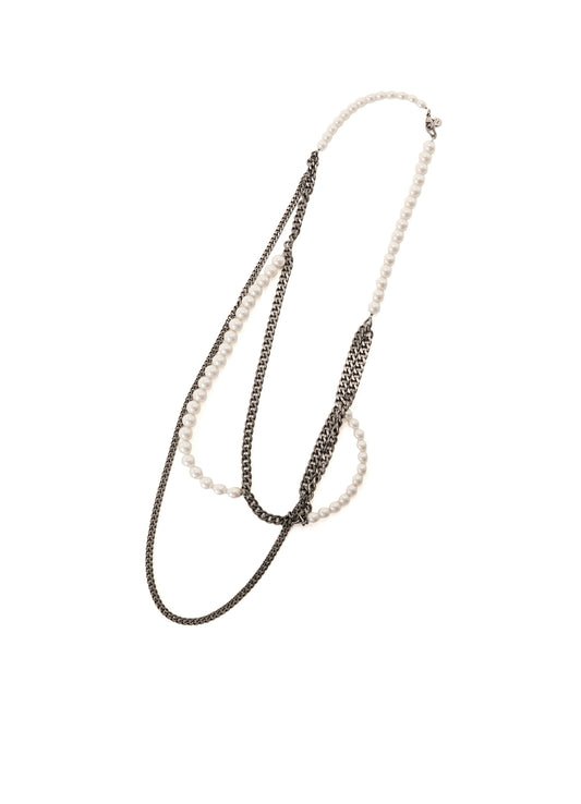 PEARL AND CHAIN LONG NECKLACE