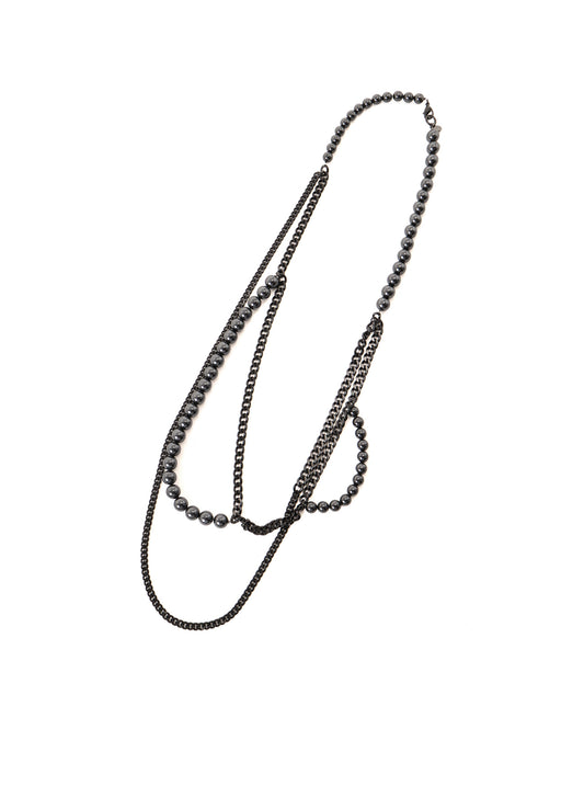 PEARL AND CHAIN LONG NECKLACE