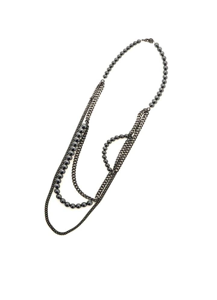 PEARL AND CHAIN LONG NECKLACE
