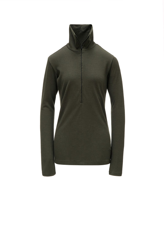 WOOL MILLED WASHABLE JERSEY HIGH NECK PULLOVER