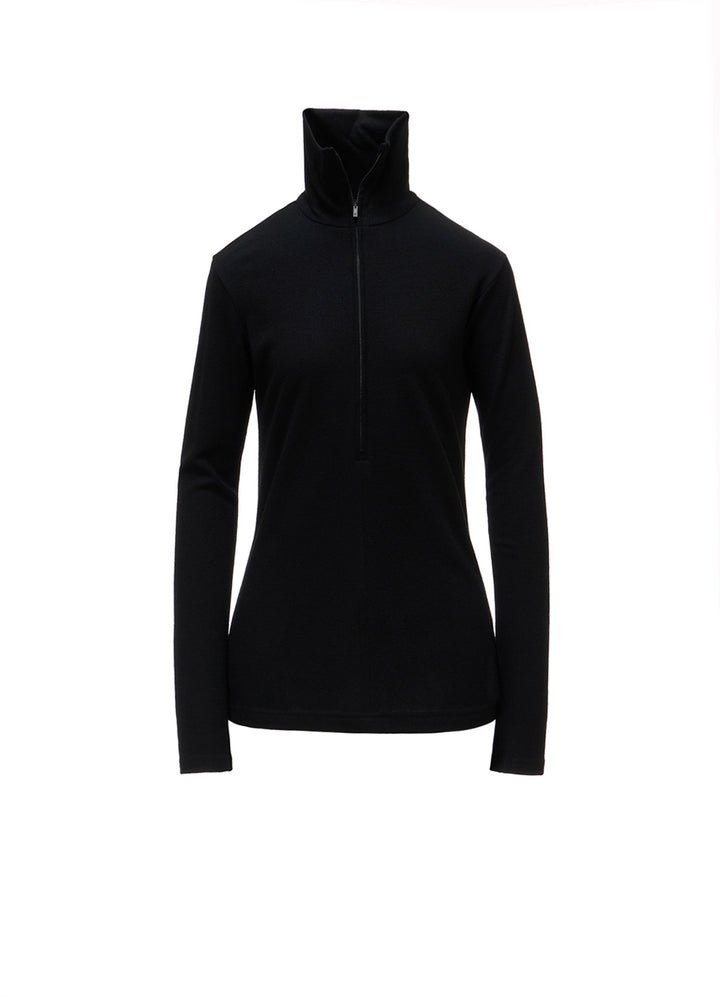 WOOL MILLED WASHABLE JERSEY HIGH NECK PULLOVER