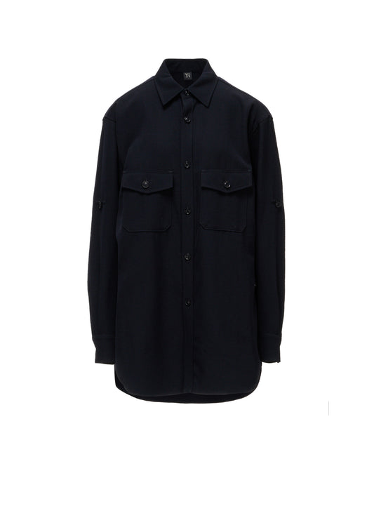 WOOL GABARDINE MILITARY SHIRT