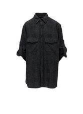 WOOL BLEND PLAID MILITARY SHIRT