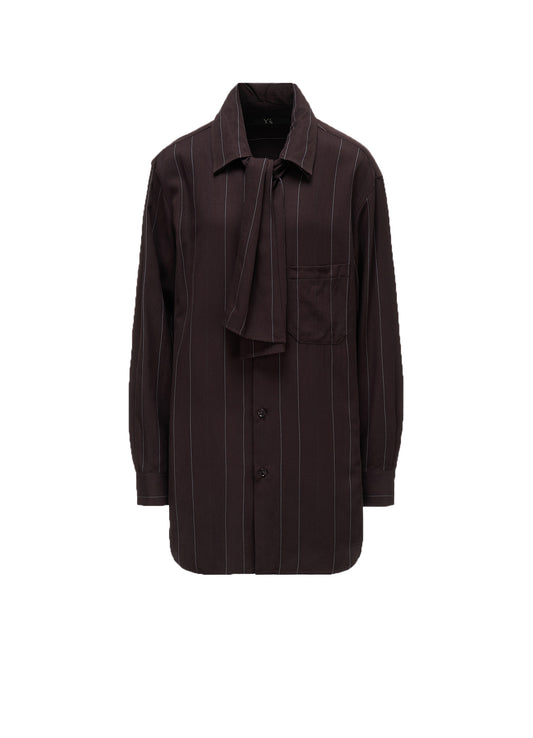 PINSTRIPE BOW-NECK SHIRT