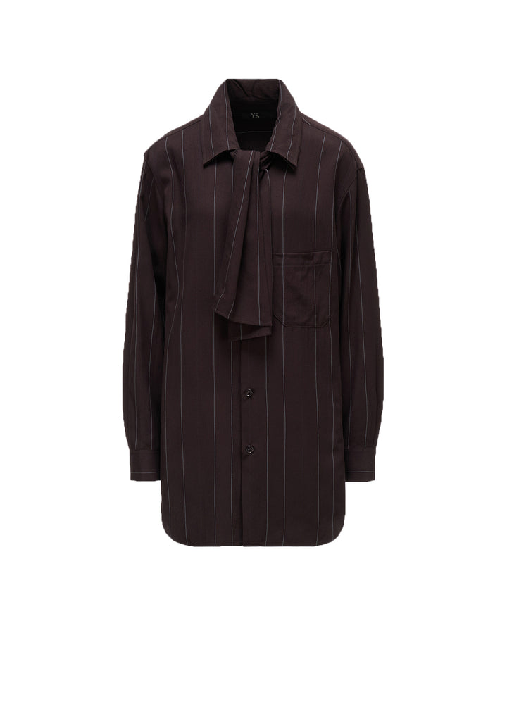 PINSTRIPE BOW-NECK SHIRT