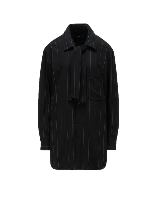 PINSTRIPE BOW-NECK SHIRT