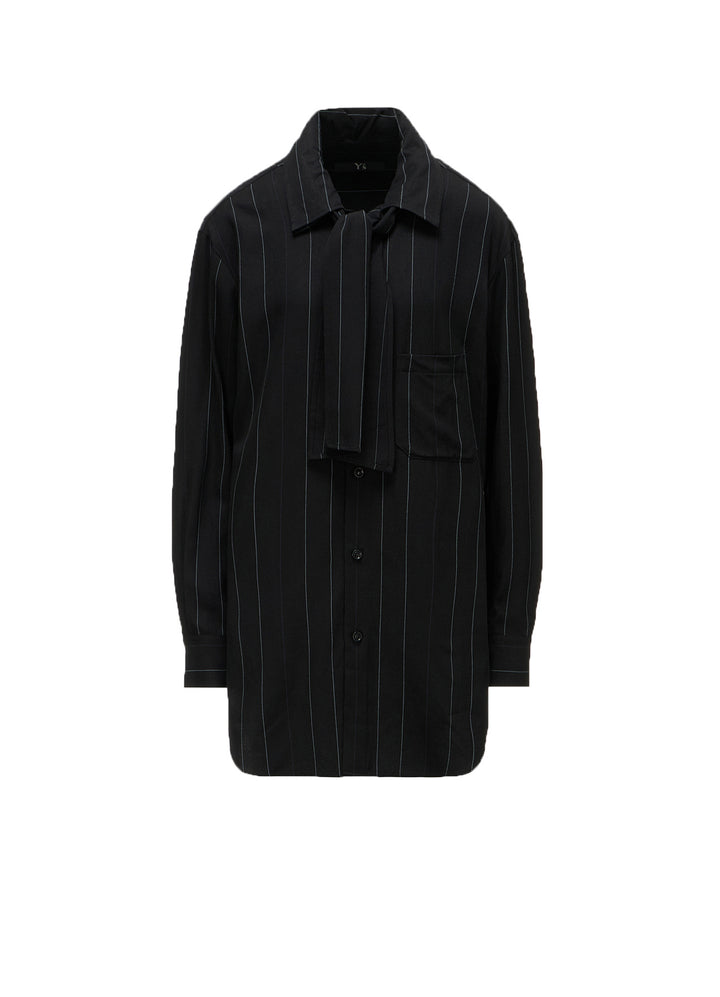 PINSTRIPE BOW-NECK SHIRT