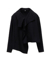 WOOL GABARDINE DRAPE BLOUSE