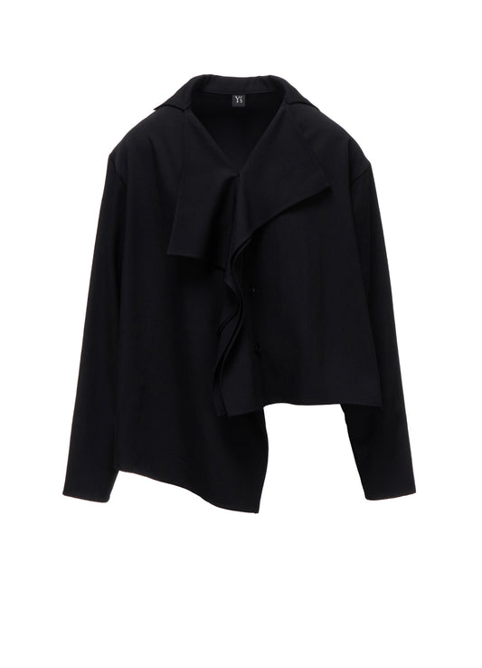 WOOL GABARDINE DRAPE BLOUSE