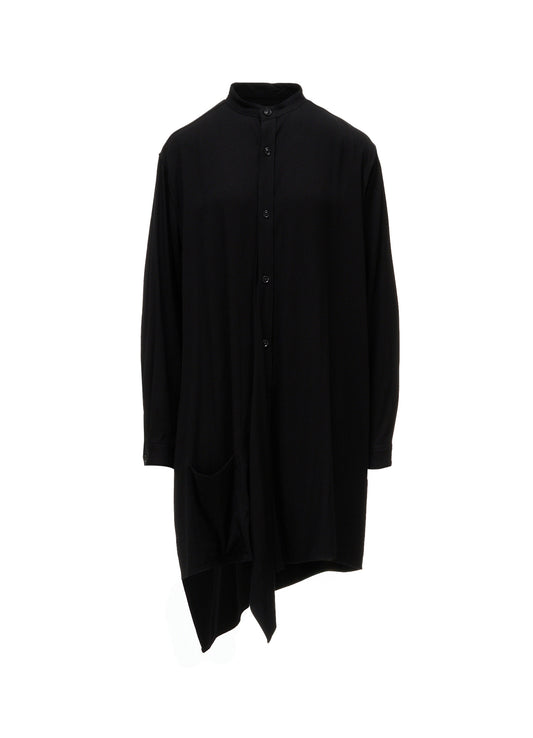 VISCOSE/TRIACETATE BLEND STAND COLLAR ASYMMETRIC BLOUSE
