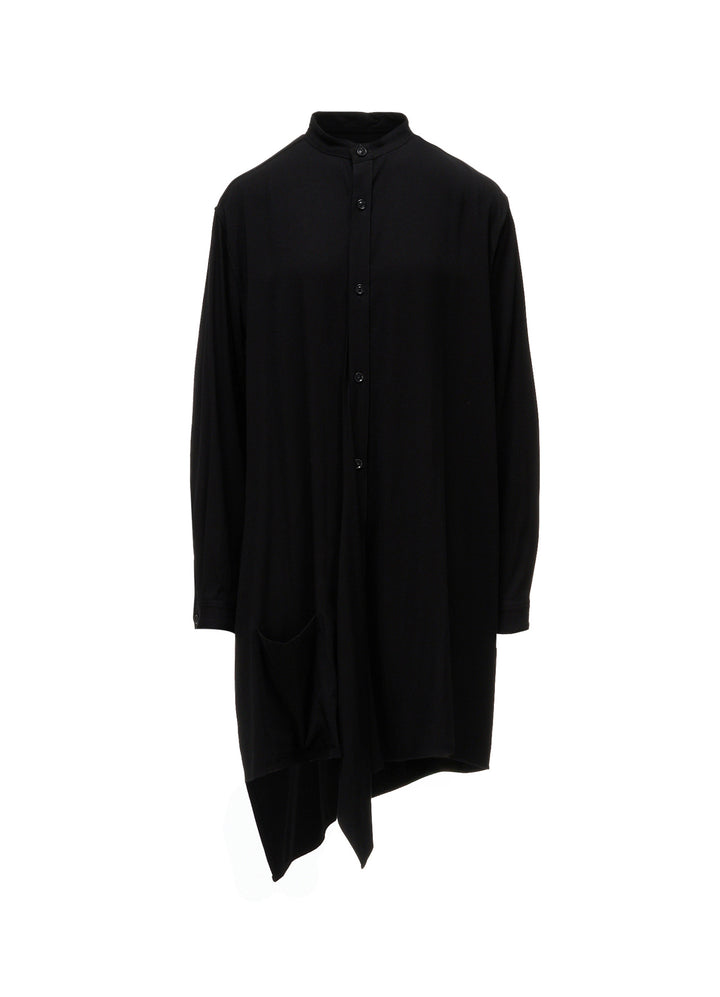 VISCOSE/TRIACETATE BLEND STAND COLLAR ASYMMETRIC BLOUSE