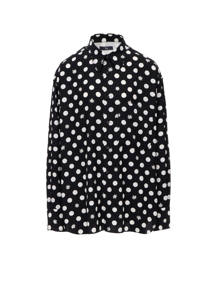 DOT FLOWER PRINT STAND COLLAR SHIRT