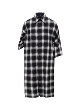 PLAID JACQUARD GATHERED OVERSIZED BLOUSE