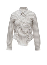 CUPRA STRIPE RANDOM GATHERED BLOUSE