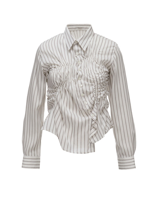 CUPRA STRIPE RANDOM GATHERED BLOUSE