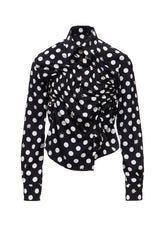 DOT FLOWER PRINT RANDOM GATHERED BLOUSE