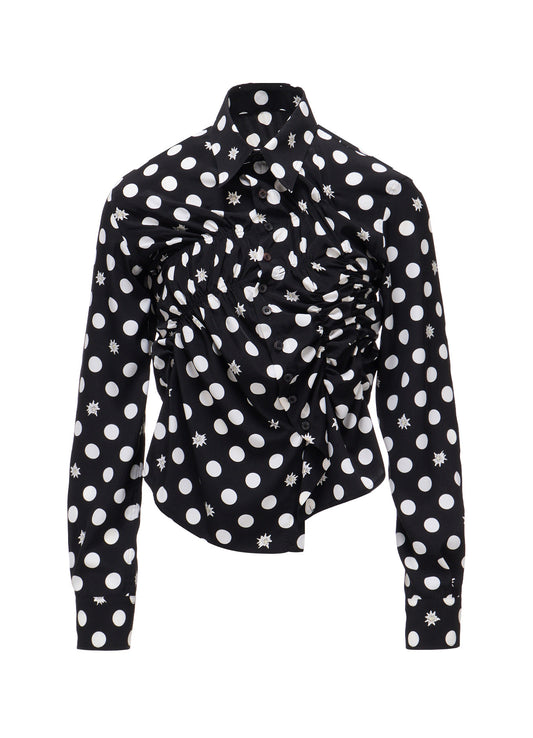 DOT FLOWER PRINT RANDOM GATHERED BLOUSE