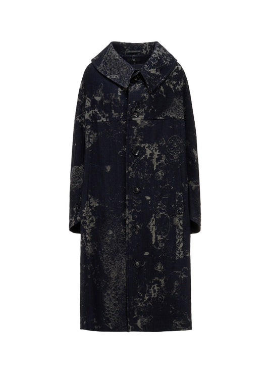 DENIM JACQUARD ARRANGED SLEEVE COAT