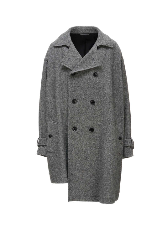 TWILL FLANNEL ASYMMETRIC HALF COAT