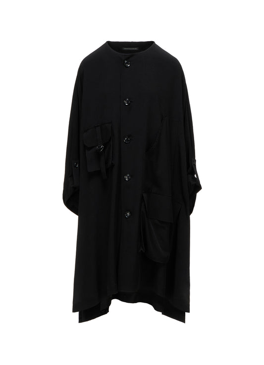 TA/PE CREPE DE CHINE COLLARLESS DOLMAN COAT