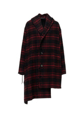 SHAGGY PLAID ASYMMETRIC HALF COAT