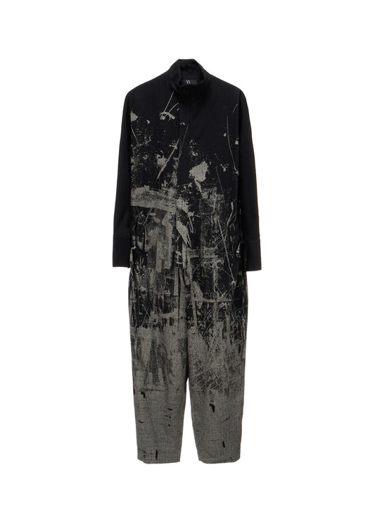 WOOL BLEND HERRINGBONE OVERALLS