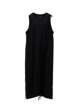 WOOL BLEND KERSEY FRINGE DRESS