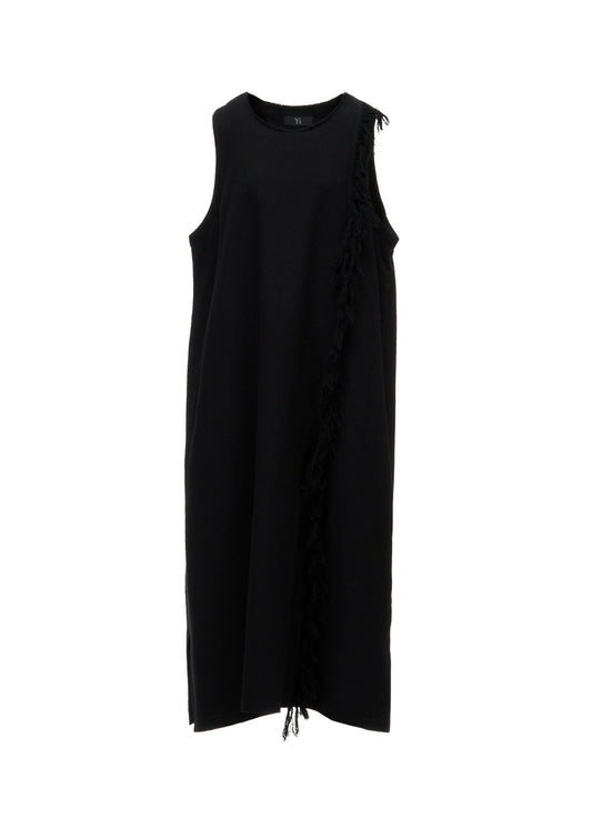 WOOL BLEND KERSEY FRINGE DRESS