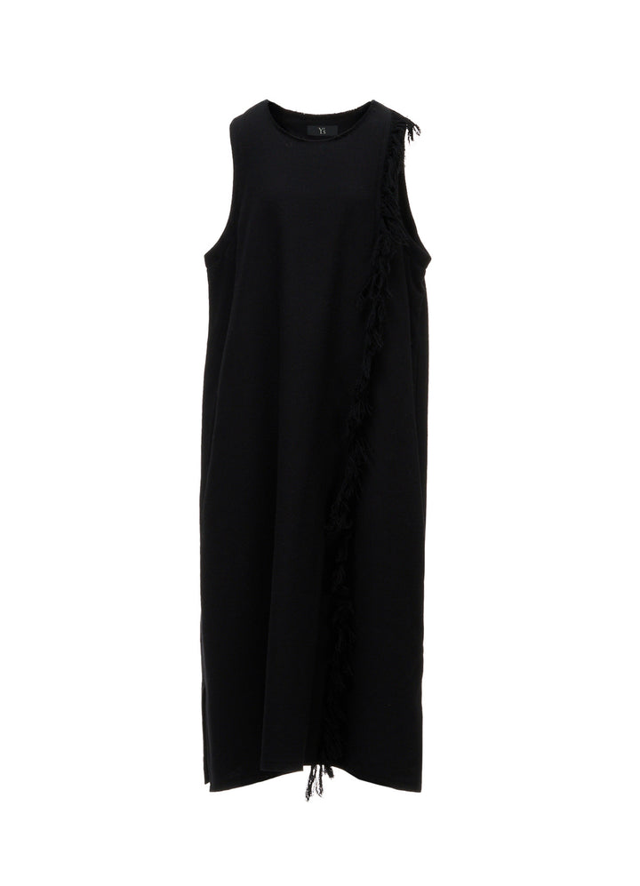 WOOL BLEND KERSEY FRINGE DRESS