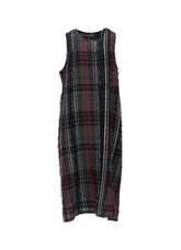 WOOL PLAID CUT JACQUARD SLEEVELESS DRESS