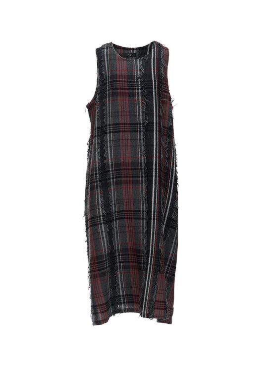 WOOL PLAID CUT JACQUARD SLEEVELESS DRESS