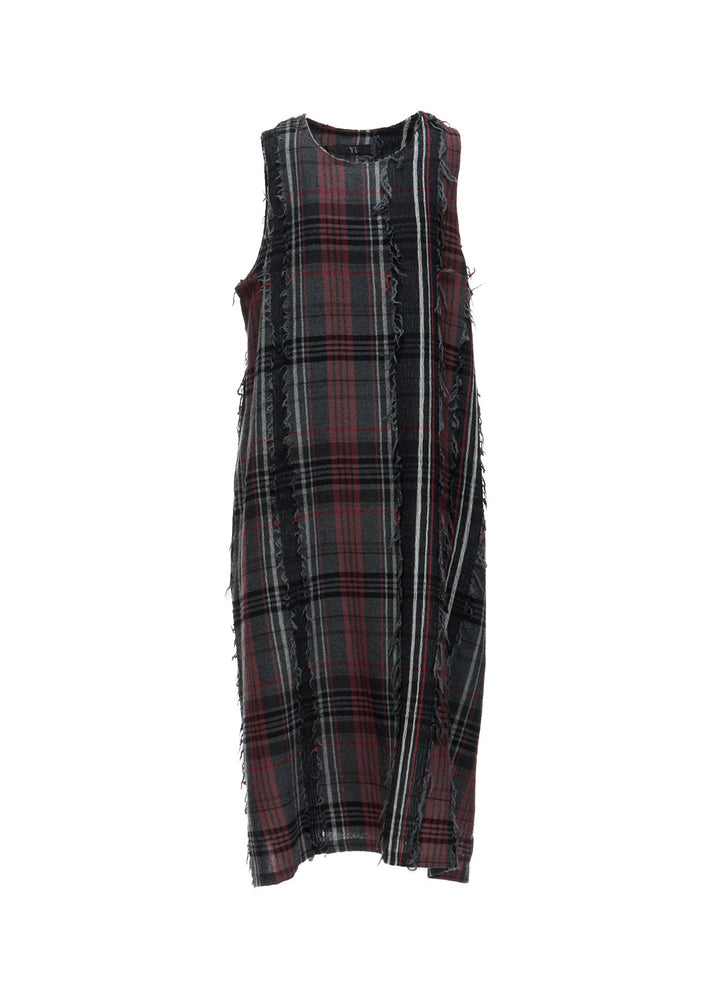 WOOL PLAID CUT JACQUARD SLEEVELESS DRESS