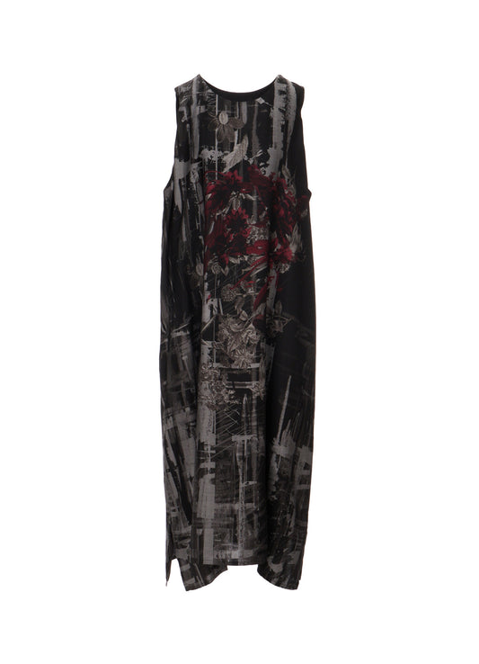 CUPRO DISTORTED FLOWER SLEEVELESS DRESS