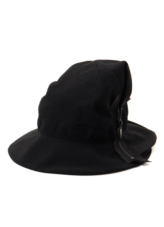 HARD TWISTED WOOL GABARDINE HAT WITH ZIP
