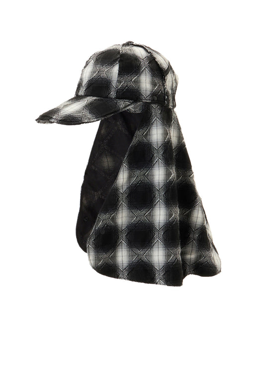 PLAID JACQUARD HEAT-SHIELDING CAPE CAP