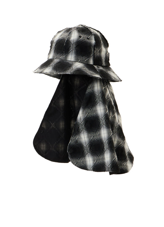 PLAID JACQUARD HEAT-SHIELDING CAPE HAT