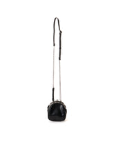 SEMI GLOSS OIL LEATHER DOUBLE-CLASP SHOULDER BAG