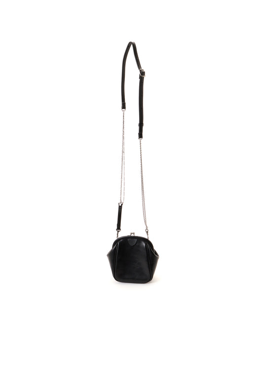 SEMI GLOSS OIL LEATHER CLASP SHOULDER BAG