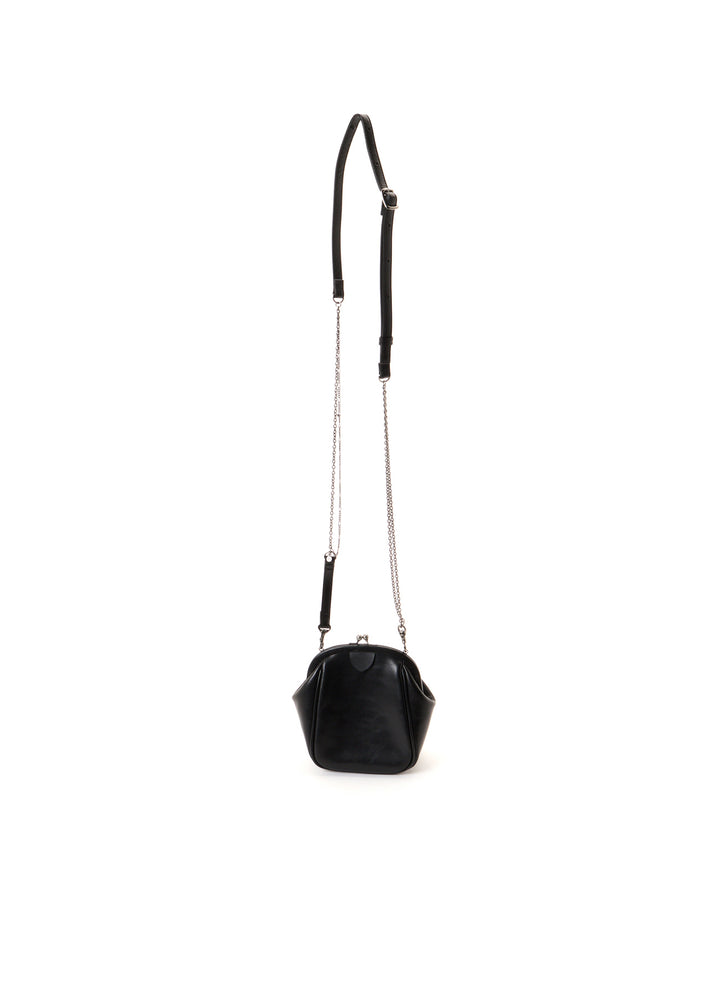 SEMI GLOSS OIL LEATHER CLASP SHOULDER BAG