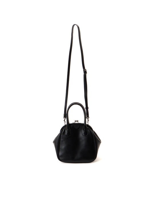 SEMI GLOSS OIL LEATHER CLASP HANDBAG