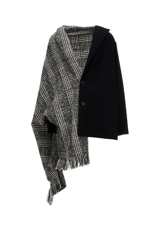 TWEED PLAID CAPE JACKET