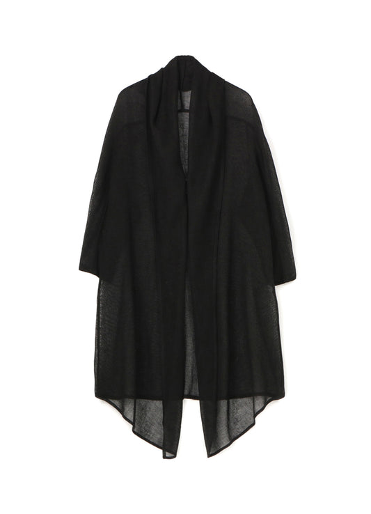 LENO CLOTH SHAWL COLLAR LONG CARDIGAN