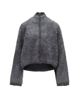 MOHAIR SHAGGY ZIP-UP CARDIGAN