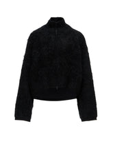 MOHAIR SHAGGY ZIP-UP CARDIGAN