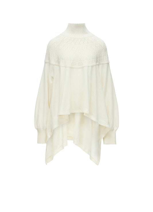 ROUND YOKE HIGH NECK FLARE PULLOVER